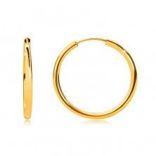 Arany karika fülbevaló 14K aranyból - lekerekített vállak, sima és fényes felület, 18 mm
