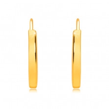 Gyermek arany karika fülbevalók 14K aranyból - vékony szögletes vállak, sima, fényes felület, 13 mm