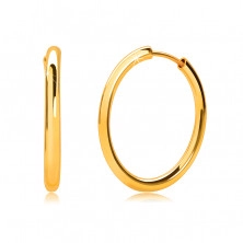 Arany kerek fülbevalók 14K aranyból - vékony kerek vállak, sima, fényes felület,16 mm