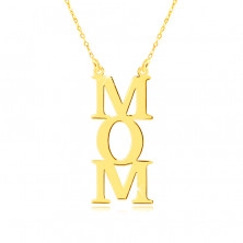 Nyaklánc sárga 14K aranyból - "MOM" felirat függőlegesen, apró láncszemek