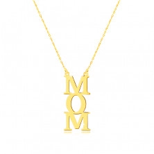 Nyaklánc sárga 14K aranyból - "MOM" felirat függőlegesen, apró láncszemek