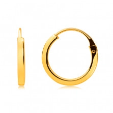 Kis karika fülbevaló 9K aranyból - vékony négyszögletes vállak, fényes felület, 10 mm