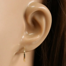 Arany kerek fülbevalók 375 aranyból - vékony szögletes vállak, sima, fényes felület,14 mm