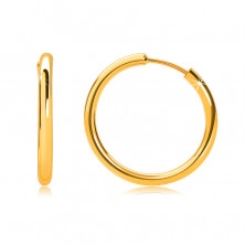 Arany kerek fülbevalók 9K aranyból - vékony kerek vállak, sima, fényes felület,15 mm