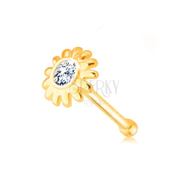 Gyémánt orr piercing 585 sárga aranyból - virág briliáns tiszta árnyalatban