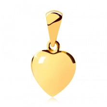 14K sárga aranyból készült medál - teljes szív, fényes és enyhén domború felülettel.