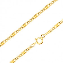 14K sárga arany nyaklánc  - ovális és hosszúkás láncszemek, téglalap, 440 mm