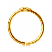 14K arany orrpiercing, fényes gyűrű, kis szívvel, 6 mm