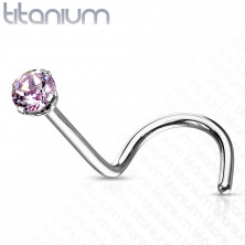 Titánium Ívelt orr piercing, kis kerek cirkónia, 0,8 mm