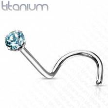 Titánium Ívelt orr piercing, kis kerek cirkónia, 0,8 mm