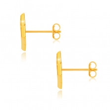 9K sárga arany fülbevaló - négyzet alakú, rácsmintás, tiszta cirkonok, fülbevaló, stekker zár