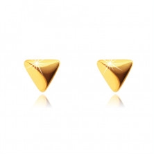 9K sárga arany fülbevaló - tükörsima ,fényes háromszögek lekerekítéssel