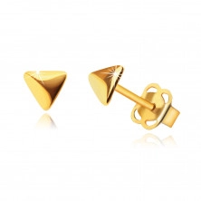 9K sárga arany fülbevaló - tükörsima ,fényes háromszögek lekerekítéssel