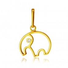 9K sárga arany medál - elefánt körvonala ormánnyal, tiszta cirkóniával