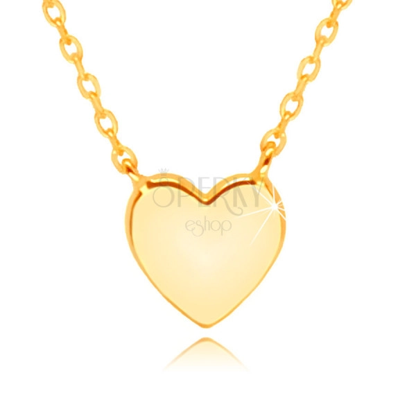 9K arany nyaklánc – lapos szív, merőlegesen összekapcsolt ovális láncszemek