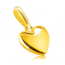 9K sárga arany medál - sima szív, tükörsima felület, ovális kapocs