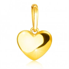 9K sárga arany medál - sima szív, tükörsima felület, ovális kapocs