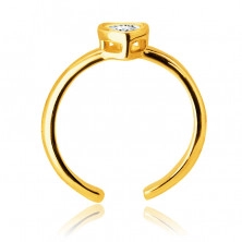 9K arany fülpiercing – gyűrű egy szív alakú foglalatban elhelyezett cirkóniával díszítve