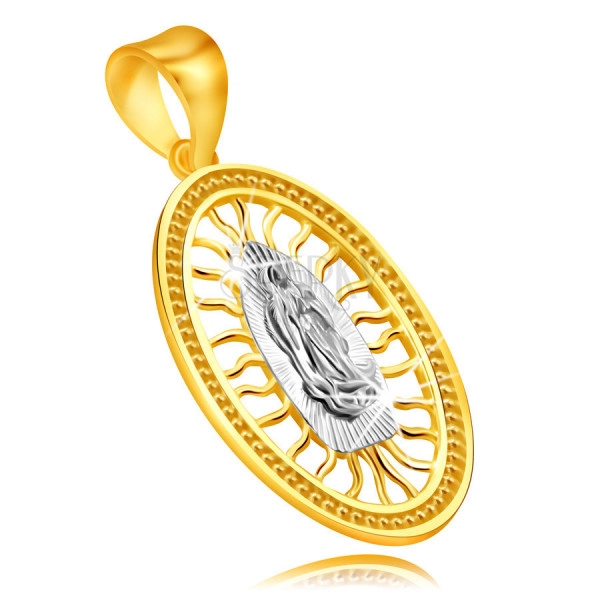 375 kombinált arany medál – medalion kezét összetevő Szűz Máriával