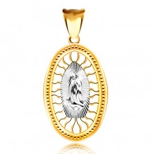 375 kombinált arany medál – medalion kezét összetevő Szűz Máriával