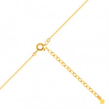 9K sárga arany nyaklánc - finom lánc fehér gyöngyházfényű gyönggyel és tiszta cirkóniával