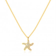 9K sárga arany nyaklánc - csillogó tengeri csillag, lapos lánc