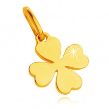 14K sárga arany medál - lapos négylevelű lóhere szív alakú levelekkel