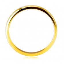 9K sárga arany gyűrű - "LOVE" felirat, briliánssal, sima felülettel, 1,5 mm 