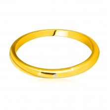 9K sárga arany gyűrű - vékony, sima vállak, átlátszó cirkónia