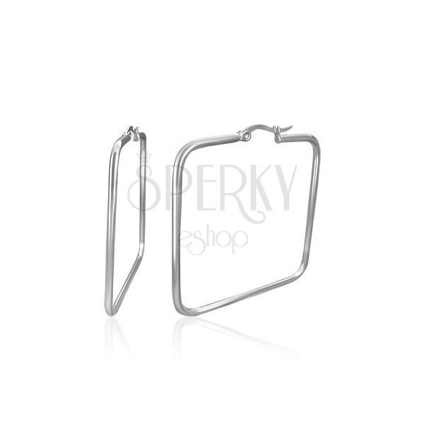 Fülbevaló sebészeti acélból - négyzetek, ezüst szín, 35 mm