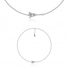 925 ezüst karkötő, vékony lánc, Eiffel-torony, cirkóniával kirakva