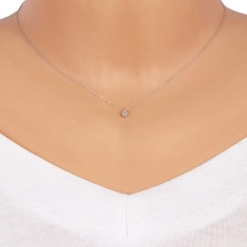 Briliáns nyaklánc 14K fehér aranyból - vékony lánc, gyémántokkal díszített kör
