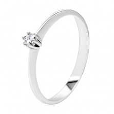 Briliáns gyűrű 585 fehér aranyból - vékony, sima vállak, tiszta gyémánt foglalatban