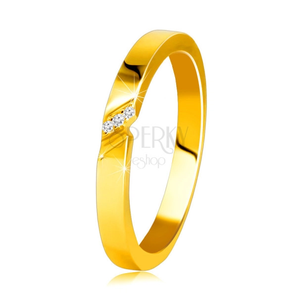 14K sárga arany gyűrű - gyűrű finom vágással és cirkónia vonallal