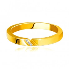 14K sárga arany gyűrű - gyűrű finom vágással és cirkónia vonallal