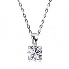 Gyémánt 585 fehér arany nyaklánc - briliáns csiszolású gyémánt, finom lánc