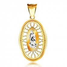 585 kombinált arany medál - imádkozó Szűz Máriát ábrázoló medál