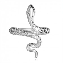 925 ezüst gyűrű - állítható, kúszó hullámos kígyó