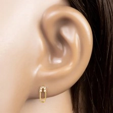 14K sárga arany fülbevaló - biztosítótű cirkóniákkal, csavaros rögzítéssel