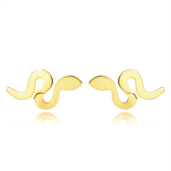 585 sárga arany fülbevaló – hullámos kígyó motívum, stekkerzár