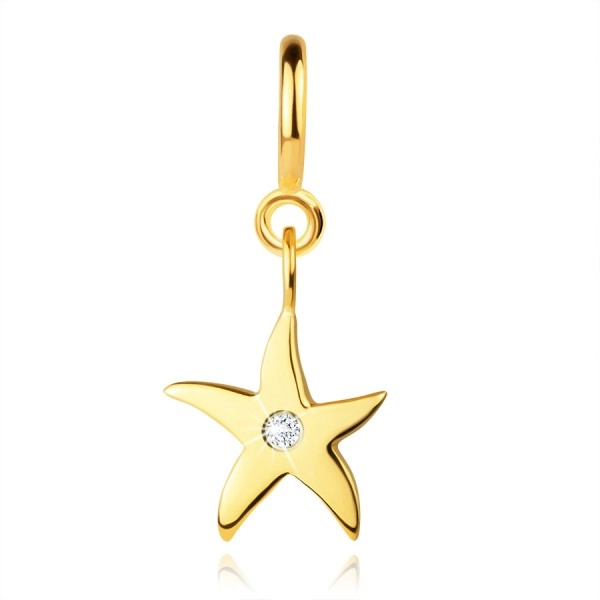 9K arany medál karkötőhöz – tengeri csillag átlátszó cirkóniával, rugós gyűrűvel