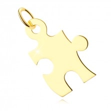 14K arany medál - puzzle-darab kivágásokkal és összekötő láncszemmel