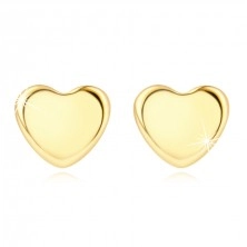 14K sárga arany fülbevaló - szimmetrikus szív,,stekkerzárral