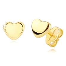 14K sárga arany fülbevaló - szimmetrikus szív,,stekkerzárral
