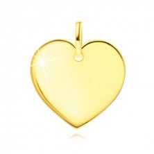 375 sárga arany medál - lapos, tükörfényes szív