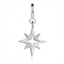 375 Fehérarany medál karkötőhöz - csillag tiszta cirkóniákkal, levehető