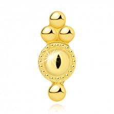 375 sárga arany ajak- és áll piercing - gyűrű díszítő szegéllyel, gyöngyökkel