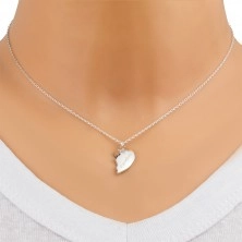 Ezüst nyaklánc készlet - "Anya" és "Lánya", hasított szívek, átlátszó cirkóniák