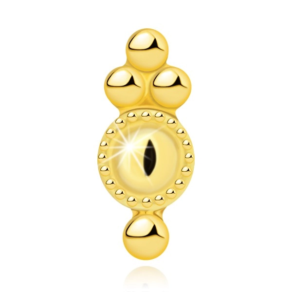 585 sárga arany ajak- és áll piercing - gyűrű díszítő szegéllyel, gyöngyökkel