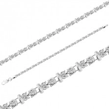 925 ezüst karkötő - lapos ovális láncszemek, összefonódó láncszemek, vékony láncszemek